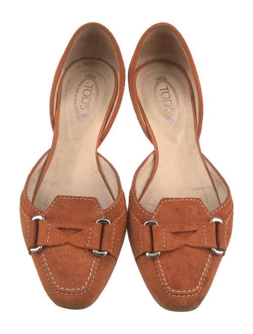 Tod's Suede Whipstitch Trim D'Orsay Flats