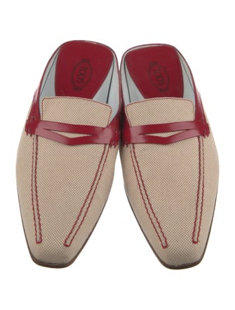 Tod's Canvas Colorblock Pattern Mules
