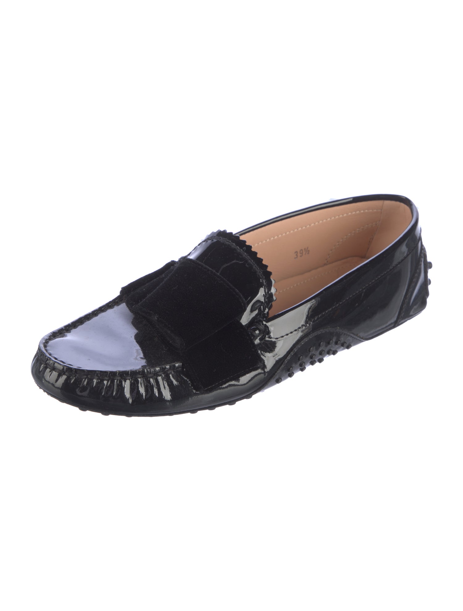 Tod's Patent Leather Whipstitch Trim Loafers