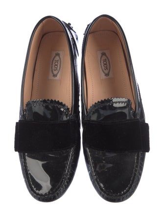 Tod's Patent Leather Whipstitch Trim Loafers