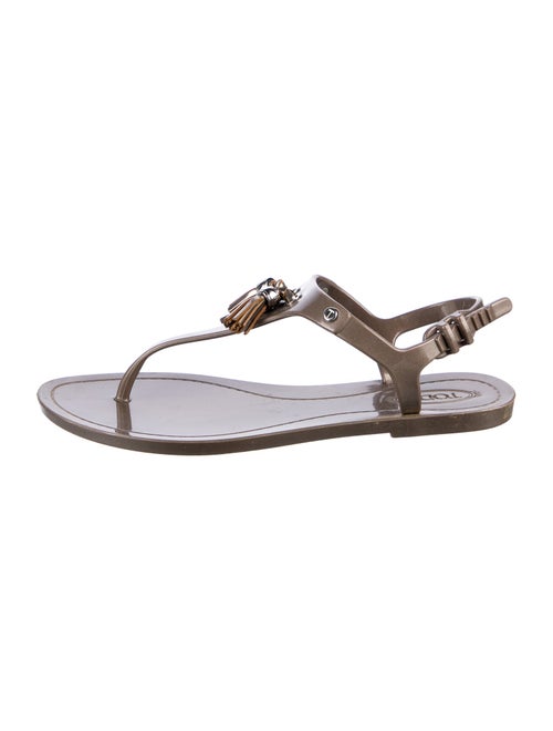 Tod's PVC Tassel Accents T-Strap Sandals