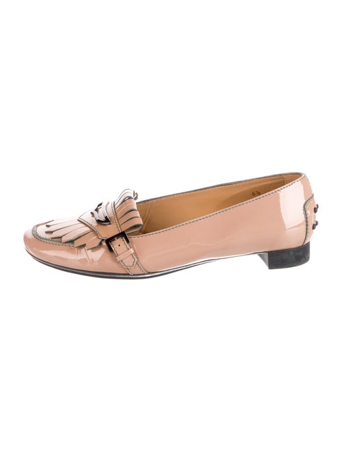 Tod's Patent Leather Fringe Trim Accent Loafers