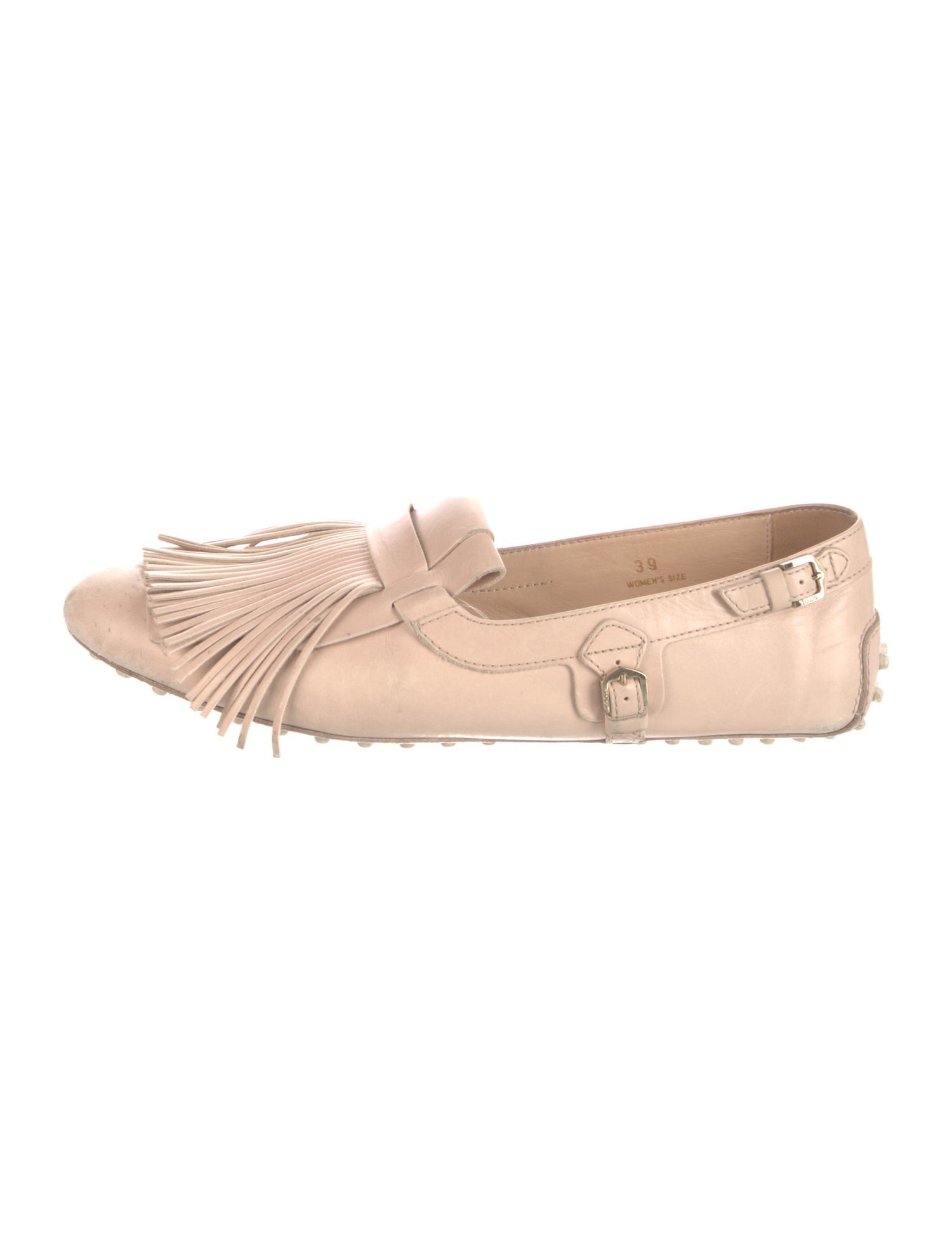 Tod's Leather Fringe Trim Accent Loafers
