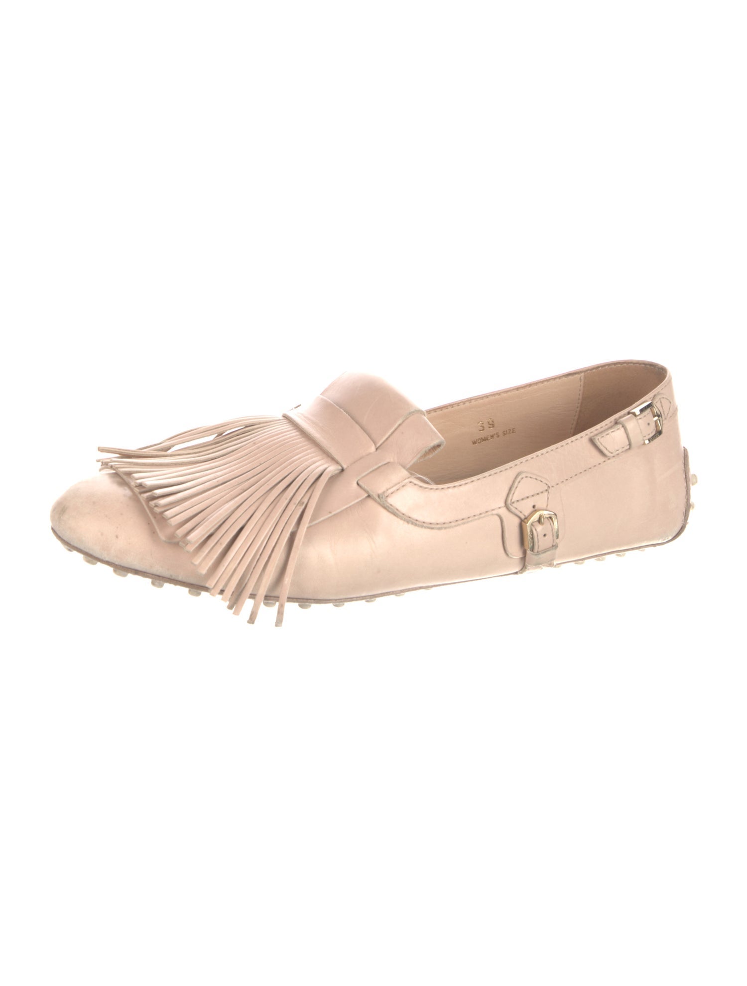Tod's Leather Fringe Trim Accent Loafers