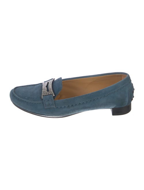 Tod's Suede Crystal Embellishments Loafers