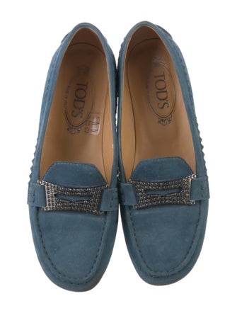 Tod's Suede Crystal Embellishments Loafers