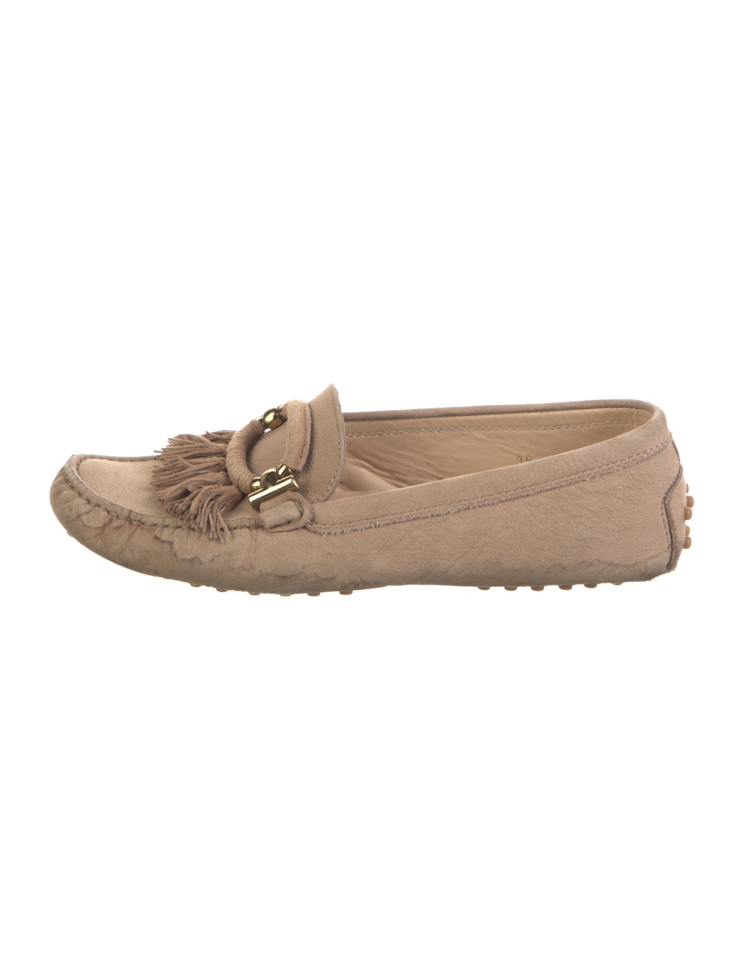 Tod's Suede Fringe Trim Accent Loafers
