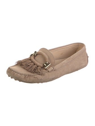 Tod's Suede Fringe Trim Accent Loafers