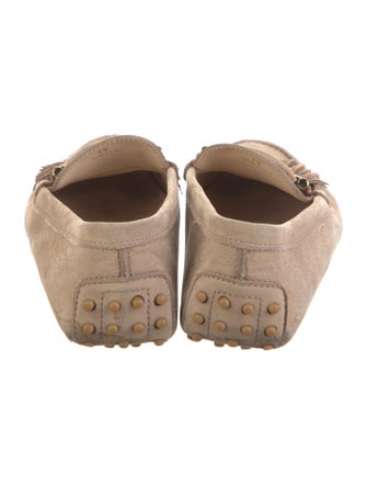 Tod's Suede Fringe Trim Accent Loafers