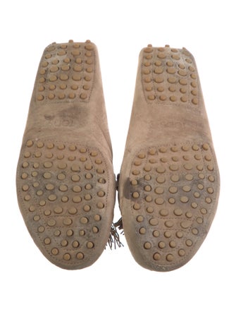 Tod's Suede Fringe Trim Accent Loafers