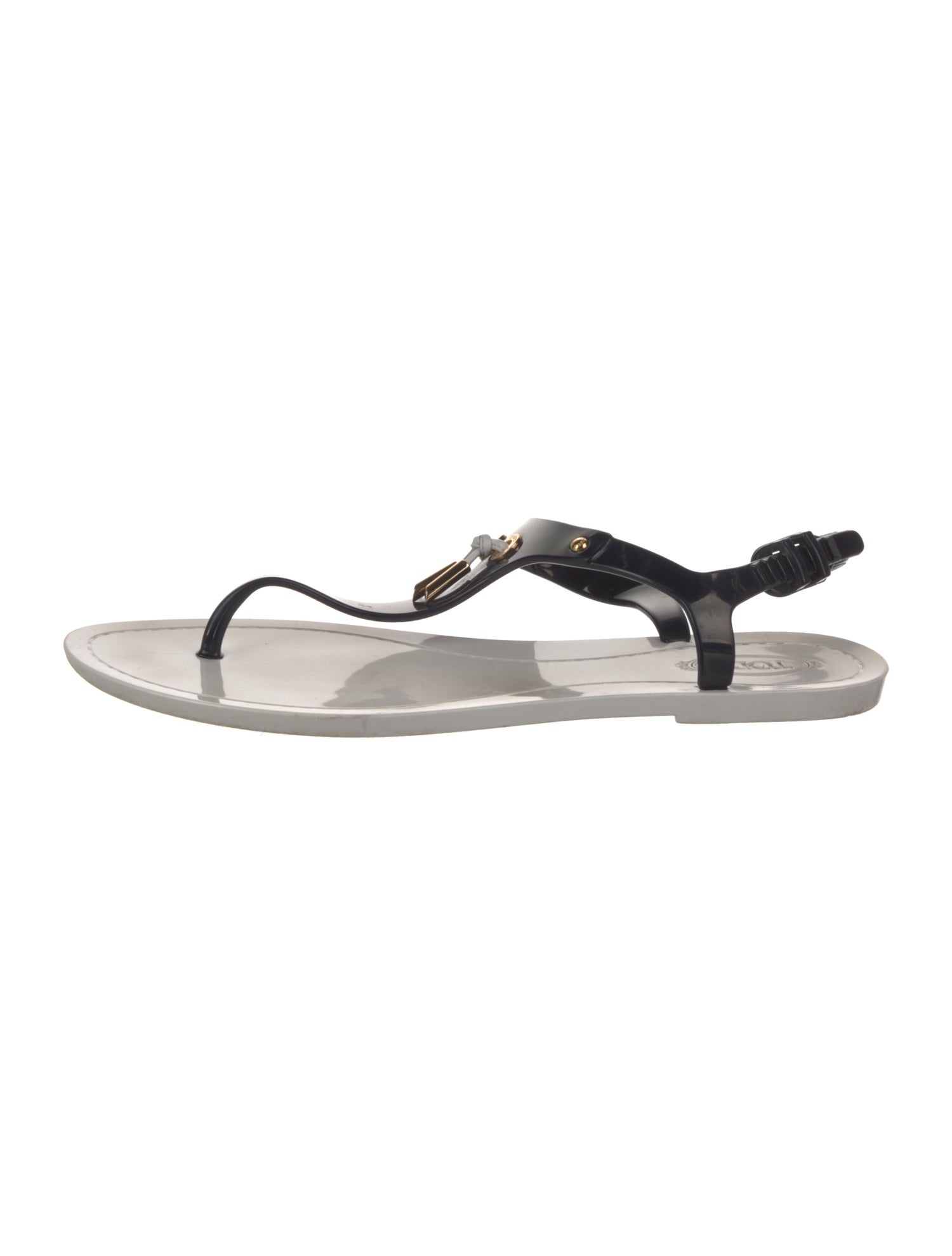 Tod's Rubber Tassel Accents T-Strap Sandals