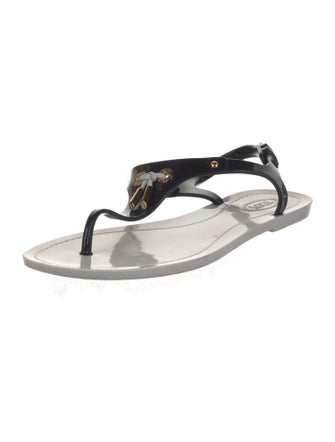 Tod's Rubber Tassel Accents T-Strap Sandals