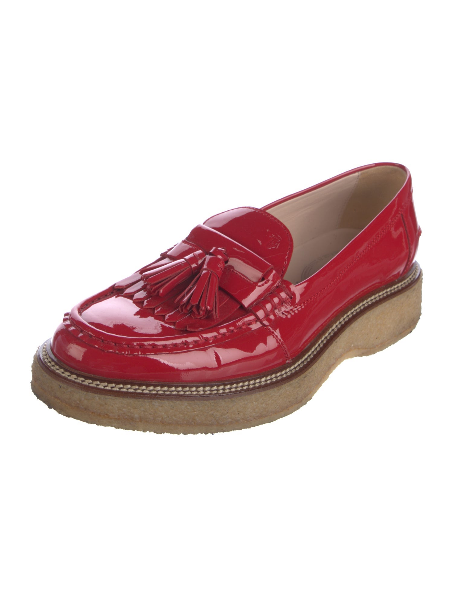 Tod's Patent Leather Tassel Accents Loafers