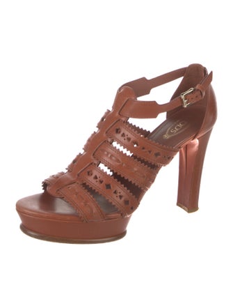Tod's Leather Lasercut Accents Gladiator Sandals