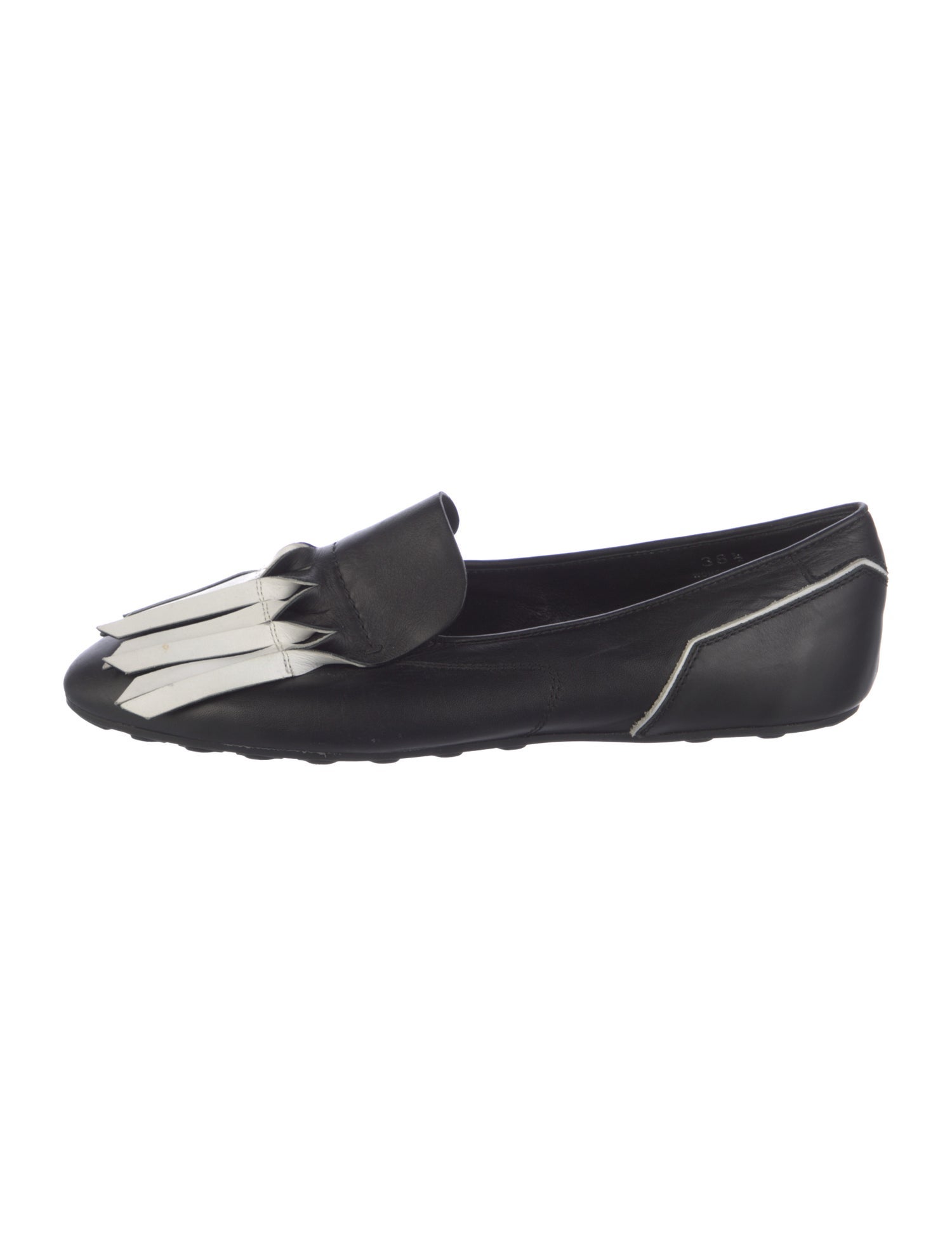 Tod's Leather Fringe Trim Accent Loafers