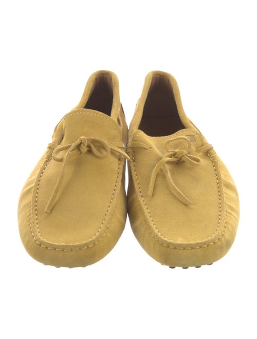 Tod's Yellow Suede Bow Accents Loafers