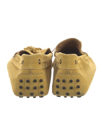 Tod's Yellow Suede Bow Accents Loafers