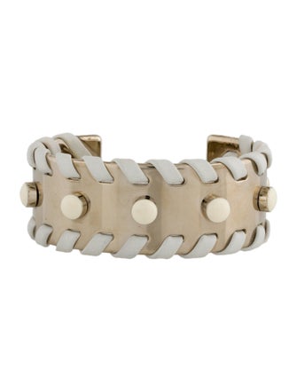 Tod's Enamel & Woven Leather Cuff Bracelet