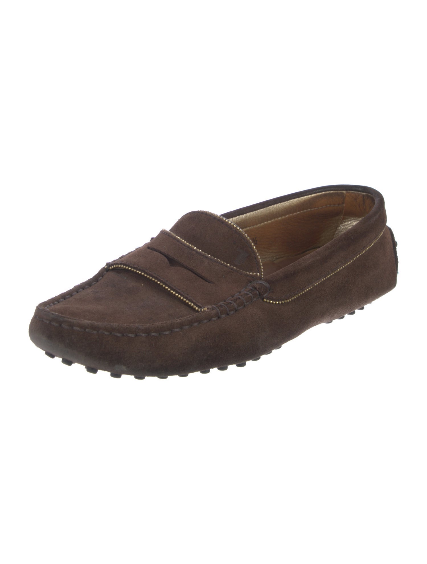 Tod's Suede Crystal Embellishments Loafers