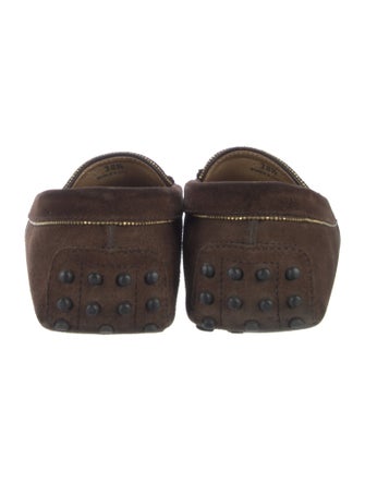 Tod's Suede Crystal Embellishments Loafers