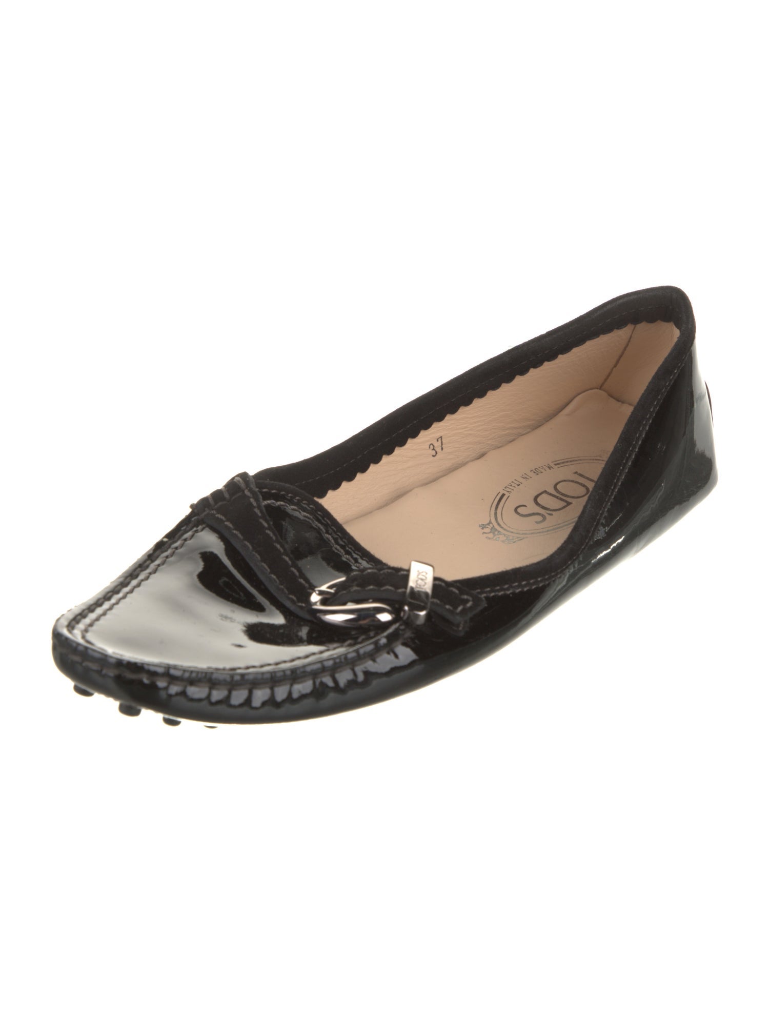 Tod's Patent Leather Bow Accents Loafers