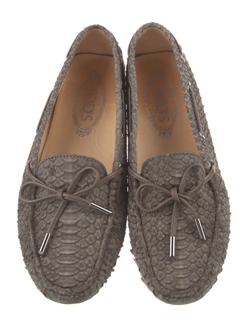 Tod's Snakeskin Bow Accents Loafers
