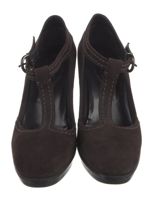 Tod's Suede Cutout Accent T-Strap Pumps
