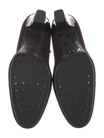 Tod's Suede Cutout Accent T-Strap Pumps