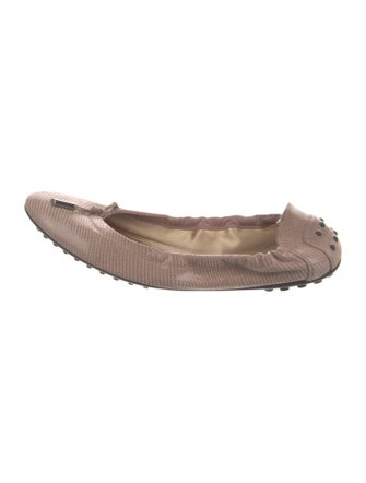 Tod's Patent Leather Bow Accents Ballet Flats