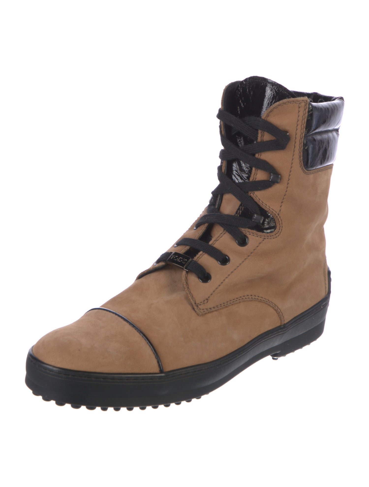 Tod's Suede Colorblock Pattern Lace-Up Boots