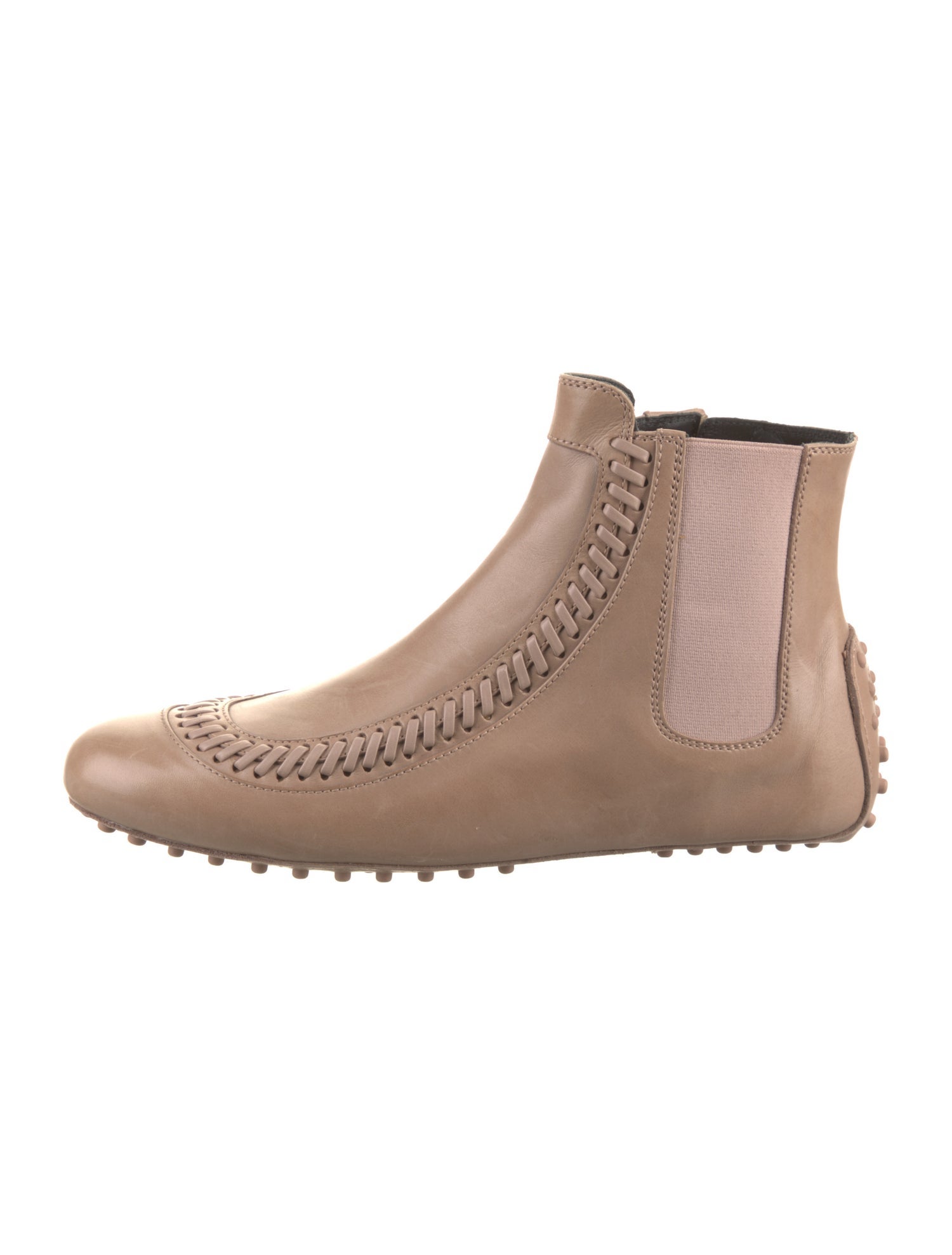 Tod's Leather Whipstitch Trim Chelsea Boots
