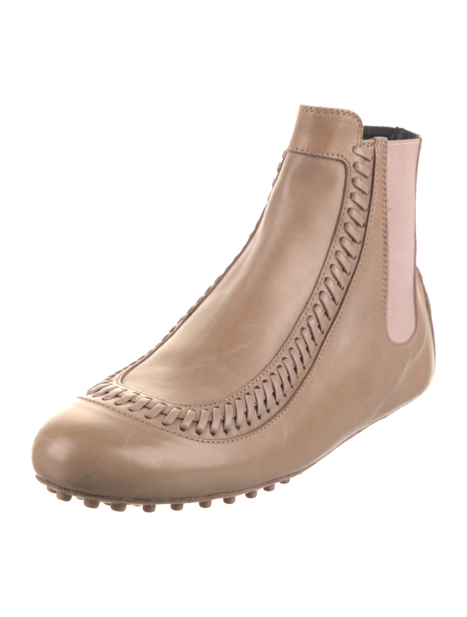 Tod's Leather Whipstitch Trim Chelsea Boots
