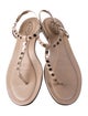 Tod's Leather Studded Accents T-Strap Sandals
