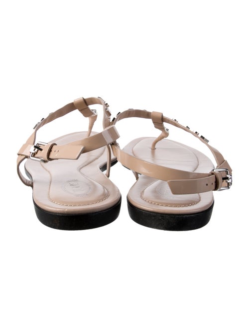 Tod's Leather Studded Accents T-Strap Sandals