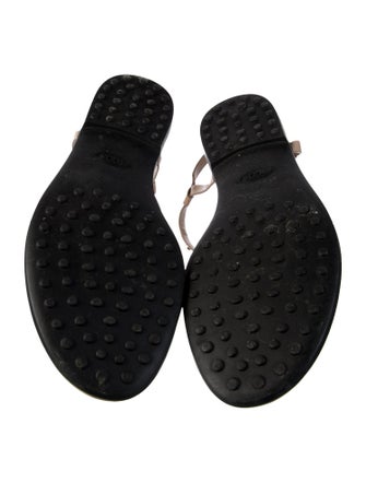 Tod's Leather Studded Accents T-Strap Sandals