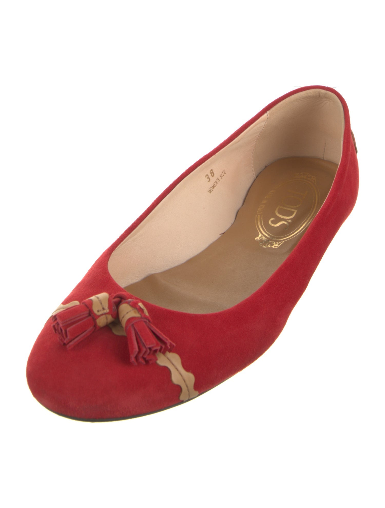 Tod's Suede Tassel Accents Ballet Flats