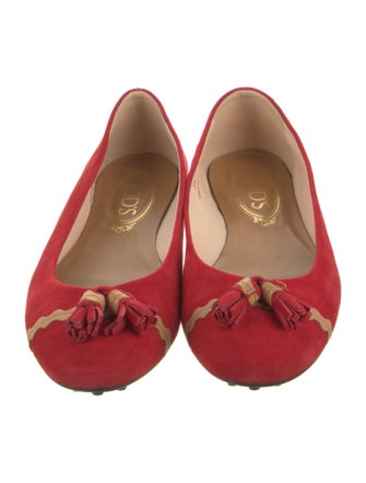 Tod's Suede Tassel Accents Ballet Flats