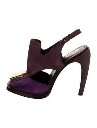 Tod's Suede Leather Trim Embellishment Slingback Pumps