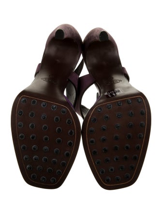 Tod's Suede Leather Trim Embellishment Slingback Pumps