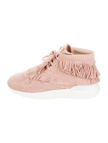 Tod's Sneakers Suede Fringe Trim Accent 8.5