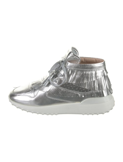 Tod's Leather Fringe Trim Accent Sneakers