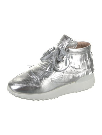 Tod's Leather Fringe Trim Accent Sneakers