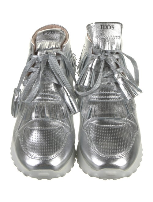 Tod's Leather Fringe Trim Accent Sneakers