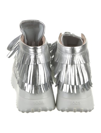 Tod's Leather Fringe Trim Accent Sneakers