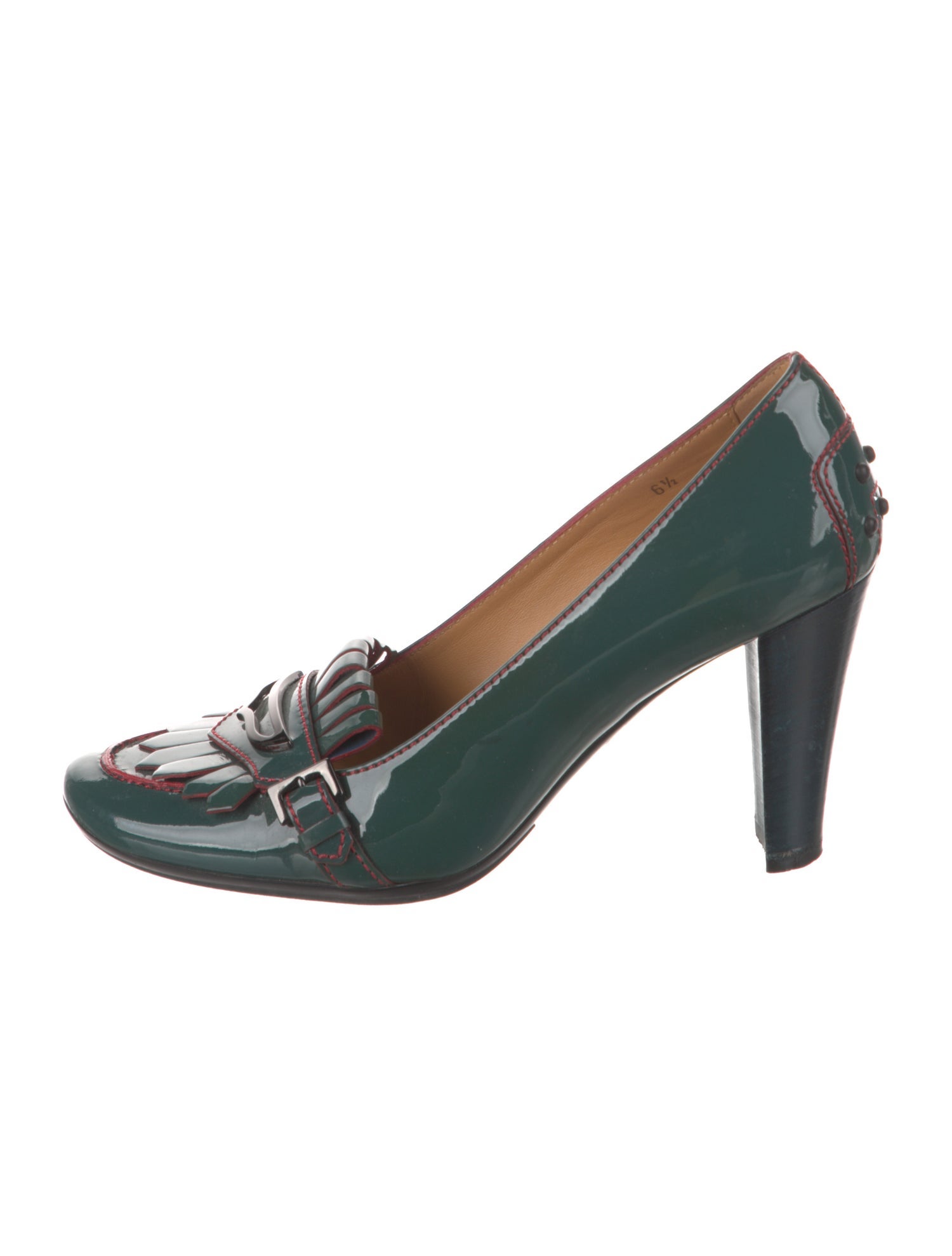 Tod's Patent Leather Fringe Trim Accent Pumps