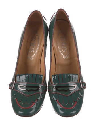 Tod's Patent Leather Fringe Trim Accent Pumps