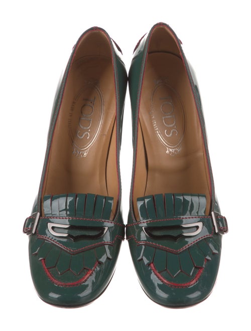 Tod's Patent Leather Fringe Trim Accent Pumps