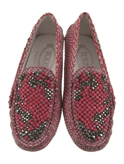 Tod's Suede Crystal Embellishments Loafers