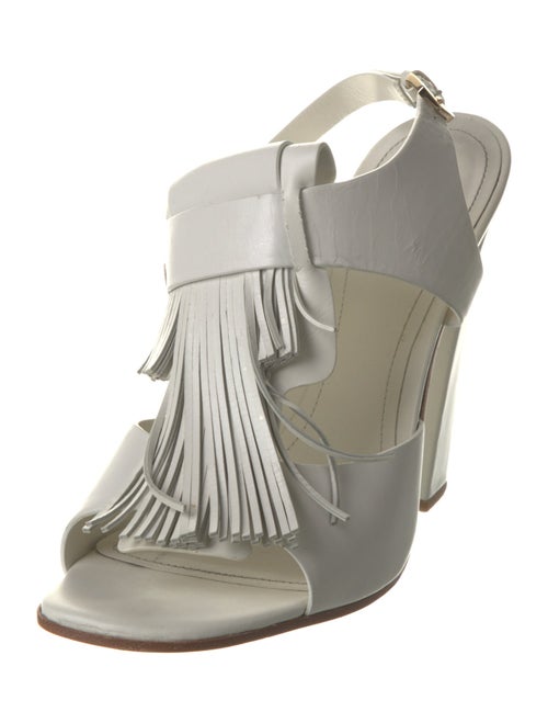 Tod's Leather Fringe Trim Accent Slingback Sandals
