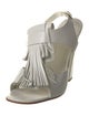 Tod's Leather Fringe Trim Accent Slingback Sandals